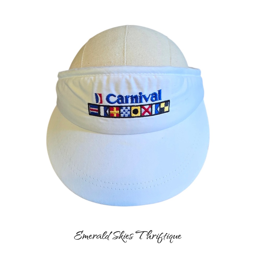 Carnival Cruise Line Visor White One Size Embroidered Adjustable OSFM free ship